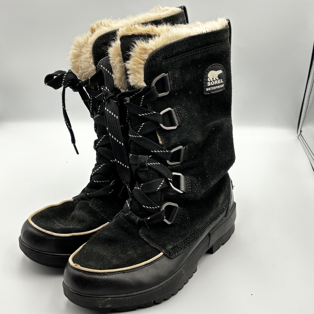 Sorel Tofino II Waterproof Winter Boots Black Faux Fur NL3426-010 Womens 8.5
